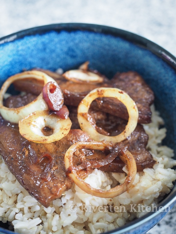 Filipino style Pork Steak rice bowl