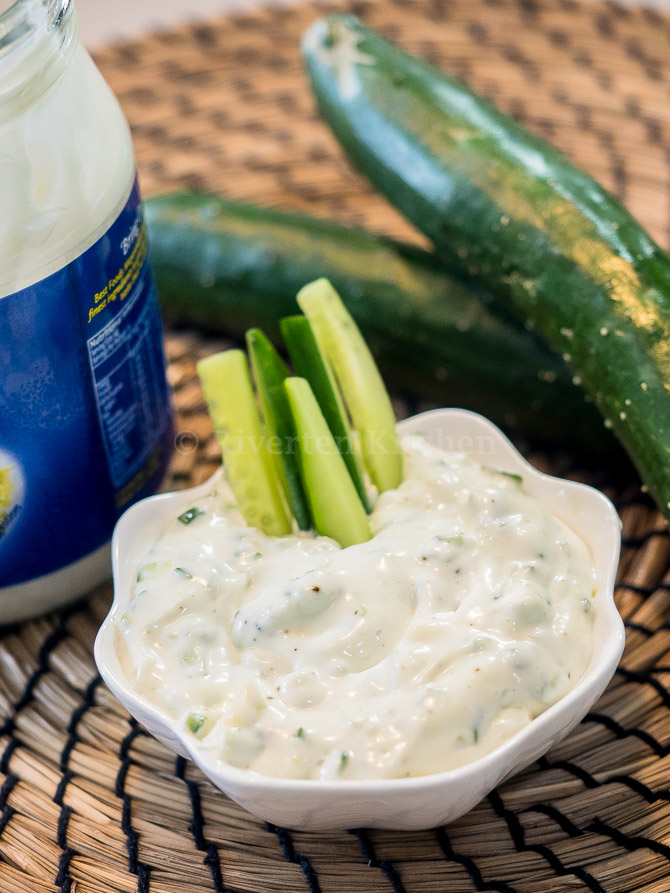 Light Sandwich dressing made of mayo and cucumber