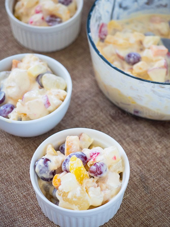 Frozen Fruit Salad with Sweet and Creamy dressing