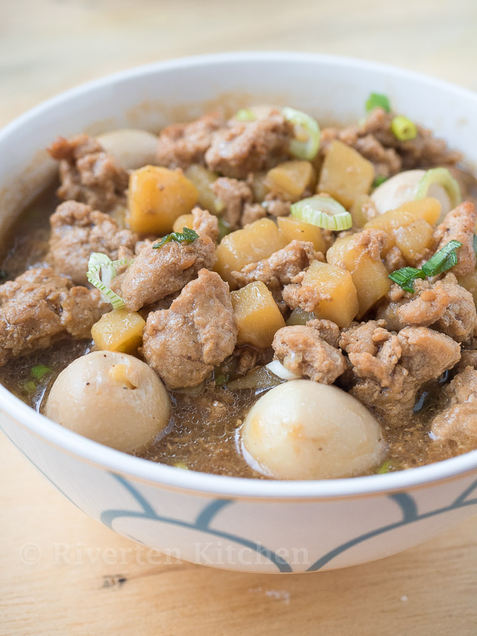 Braised Ground Pork with Potatoes and Eggs recipe