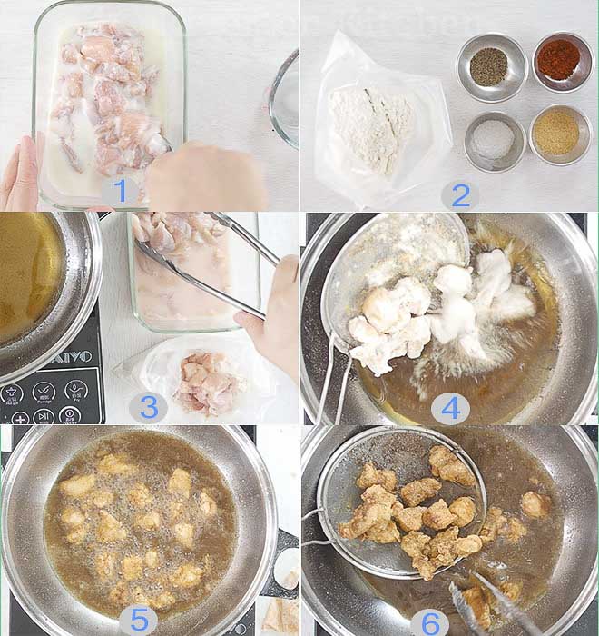 steps on how to make chicken popcorn