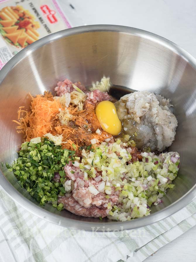 Pork Shrimp Lumpia Ingredients in a bowl