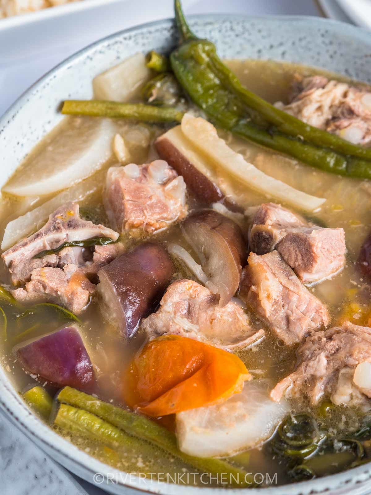 Pork Ribs  and Vegetables Soup in Sour Broth