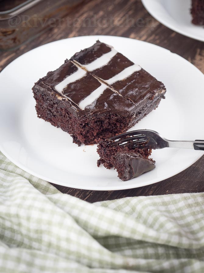easy moist chocolate cake slice