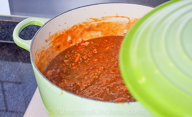 Spaghetti Sauce Cooking in a Pot