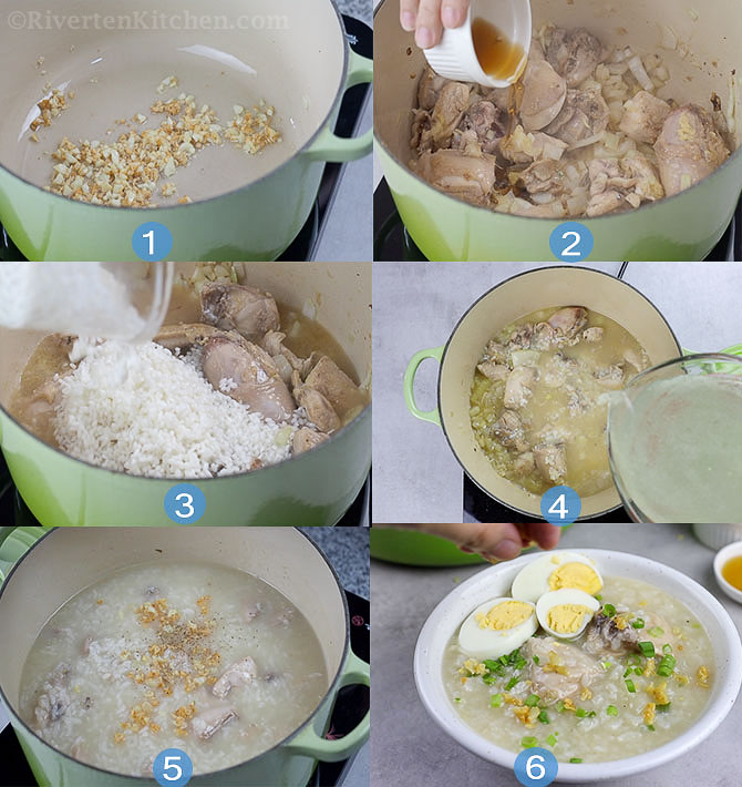 step-by-step photos on how to cook arroz caldo