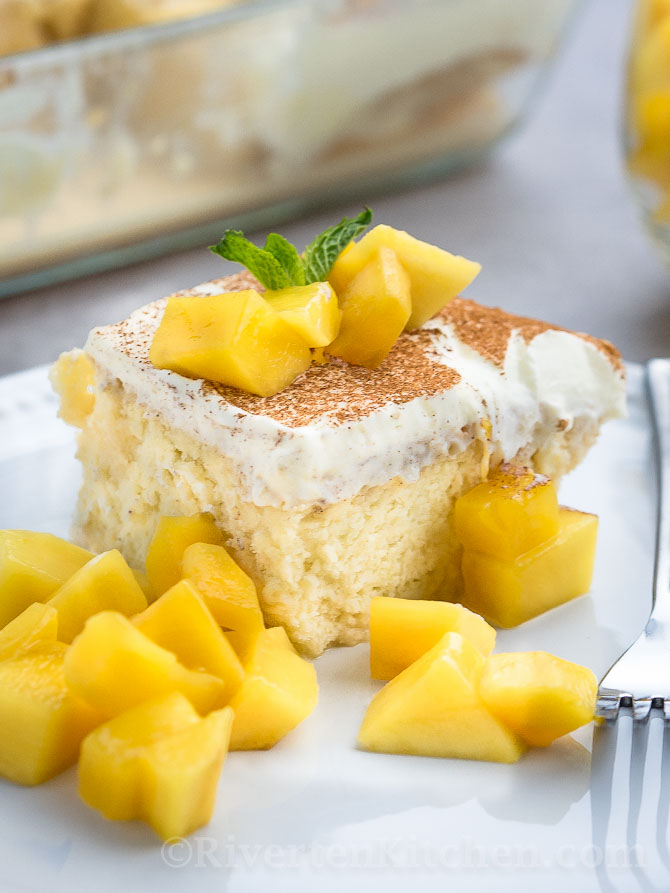 how to make tres leches cake with mangoes