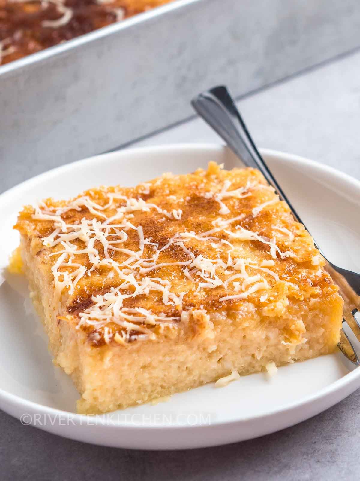 Cassava Cake with Sweet Topping and Cheese