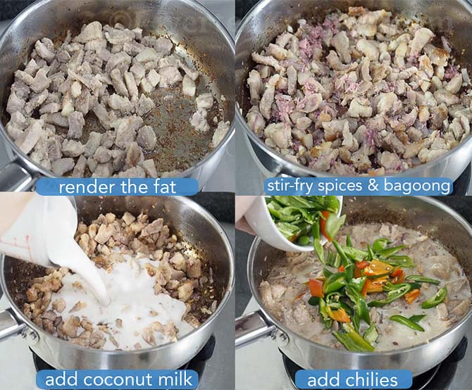 steps on how to make Filipino bicol express 