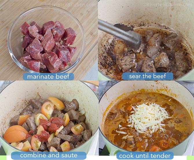Step by step process on how to cook Beef Caldereta