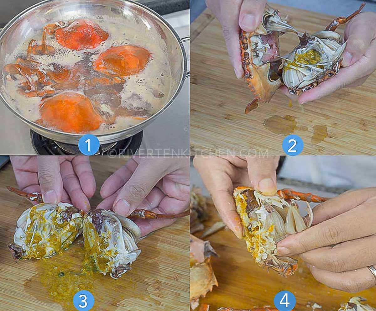step by step photos to clean the crab