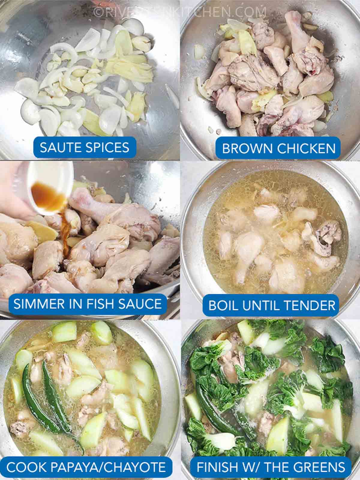 step by step photos on how to cook chicken tinola