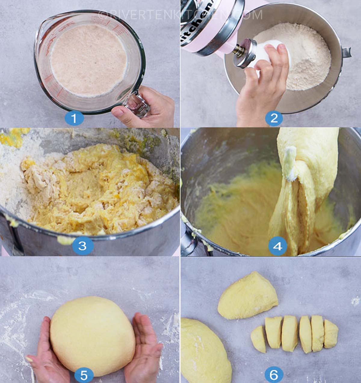 step by step photos to make dough for dinner rolls