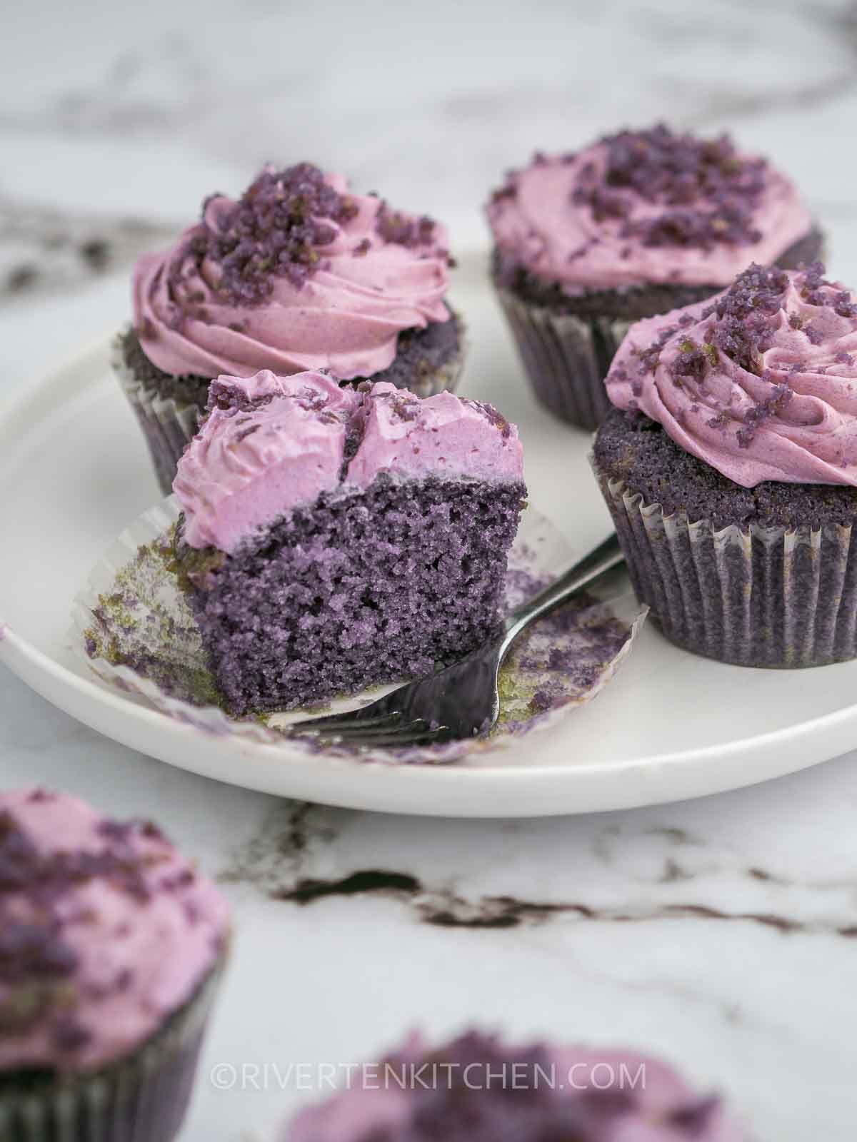 Purple Yam Cupcakes with Frosting