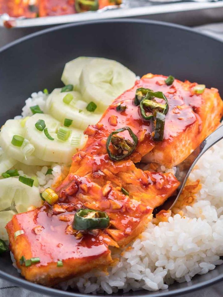Spicy Gochujang Salmon with rice