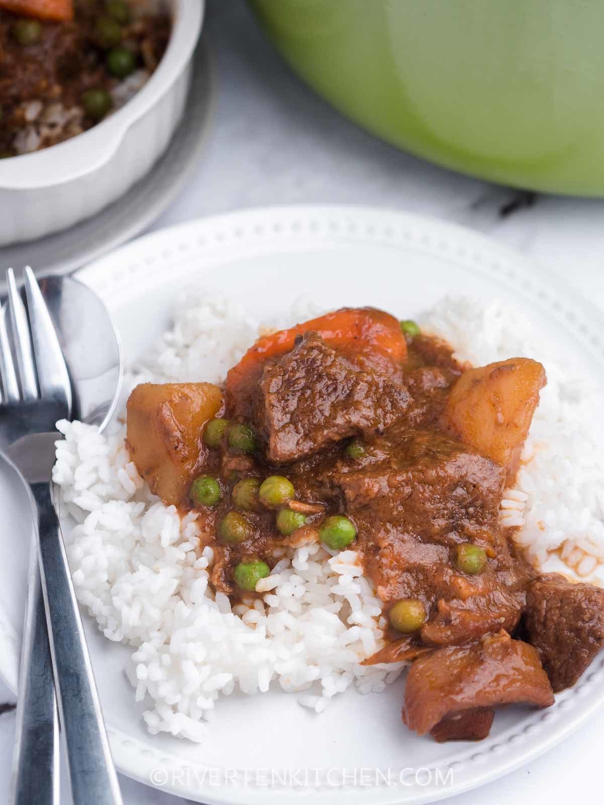 Tomato Beef Stew with Rice