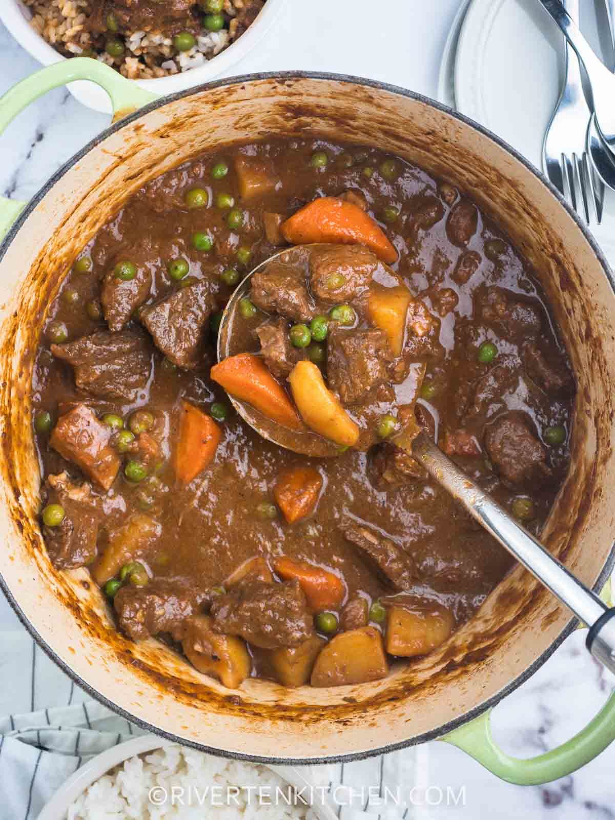 Beef Mechado with Carrots and Potatoes
