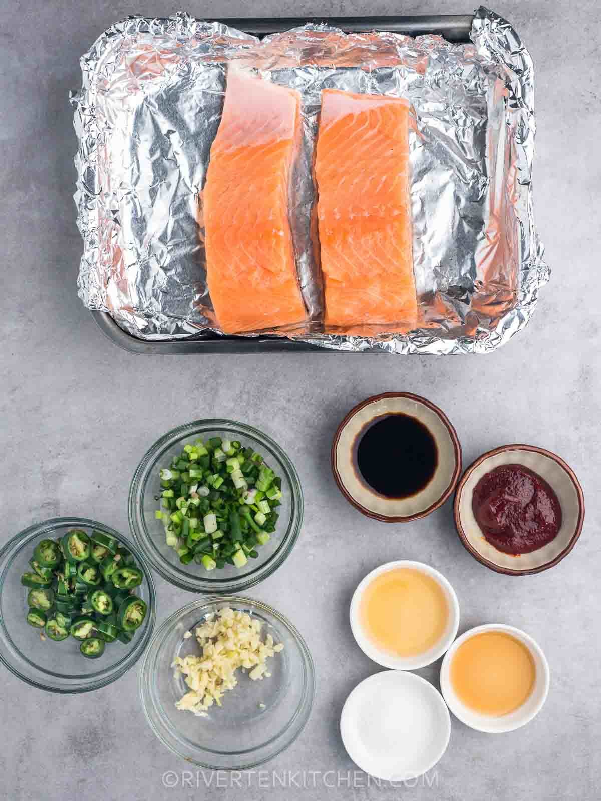 Baked Salmon with Gochujang Ingredients