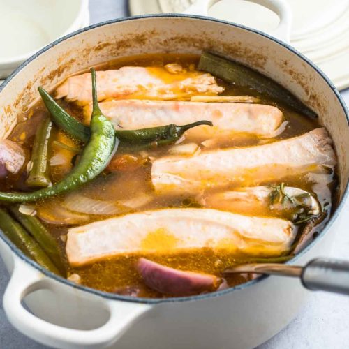 Salmon Sour Soup with Vegetables