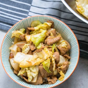 Cabbage Pork Stir-fry with rice