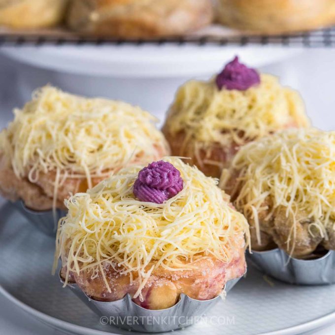 Ube Ensaymada with Grated Cheese