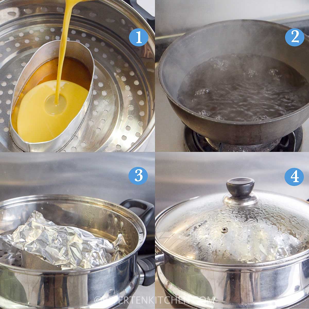 cooking flan in steamer