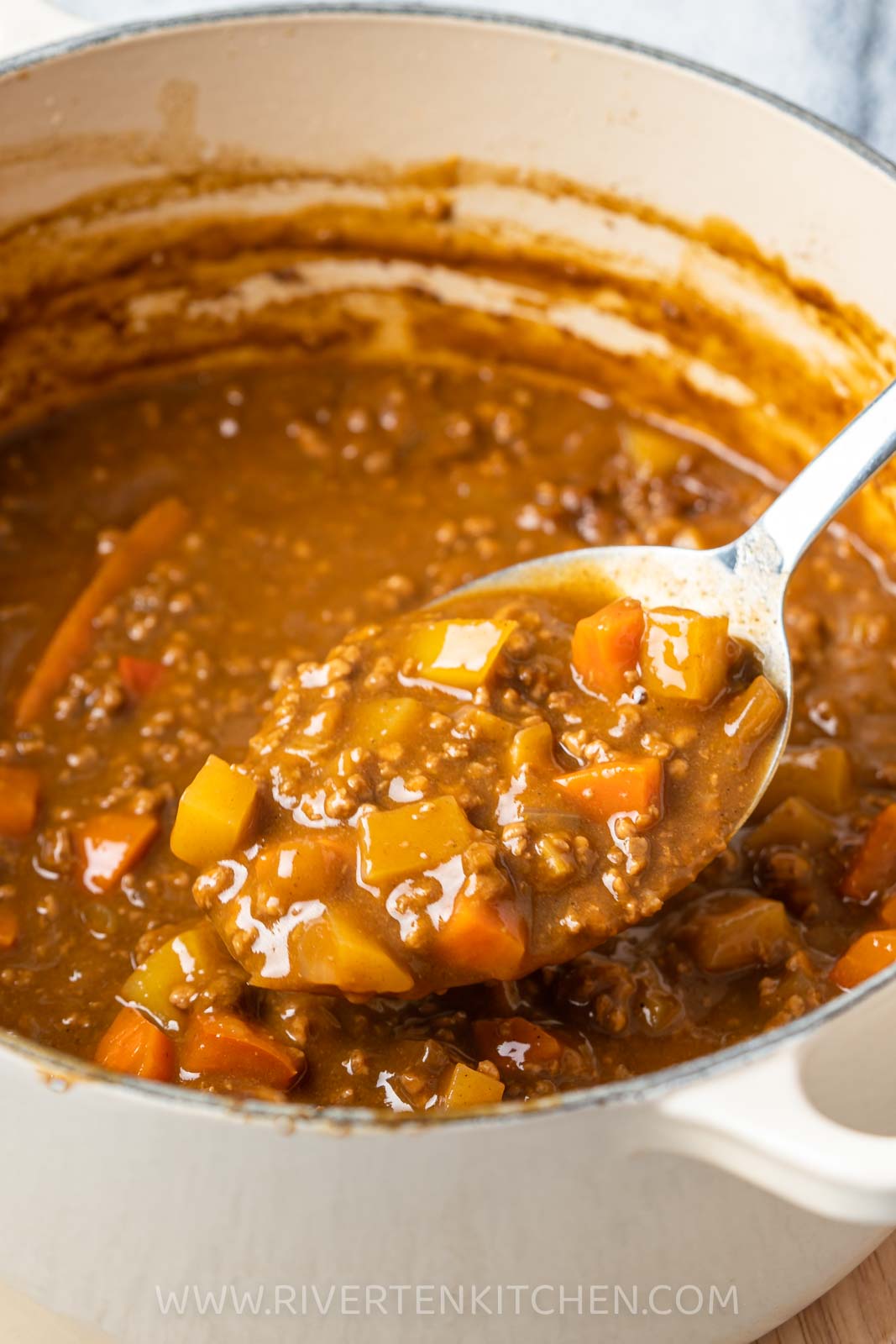 Japanese curry with ground beef