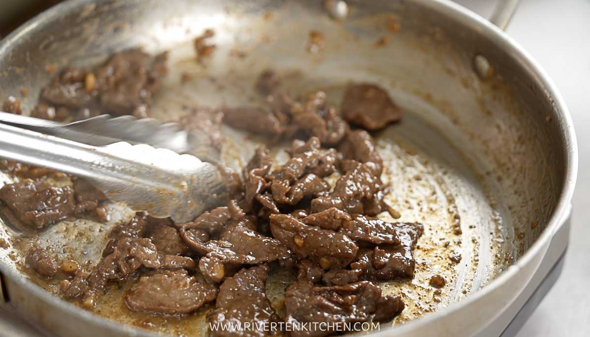 frying thin beef slices