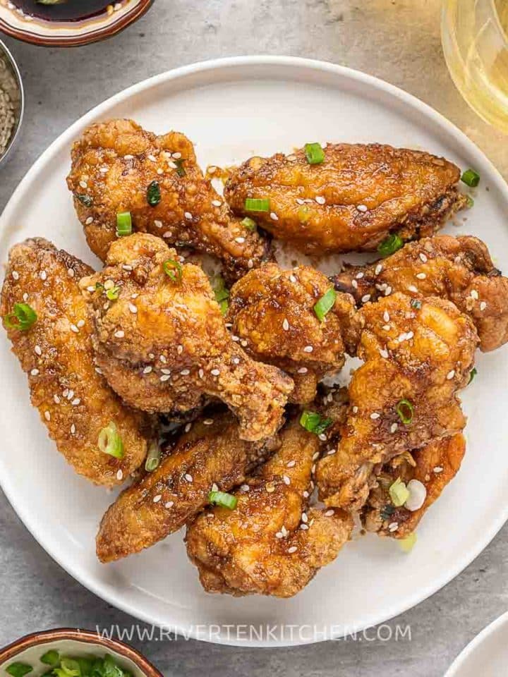 Fried Chicken Wings glazed in sweet soy sauce Korean Style
