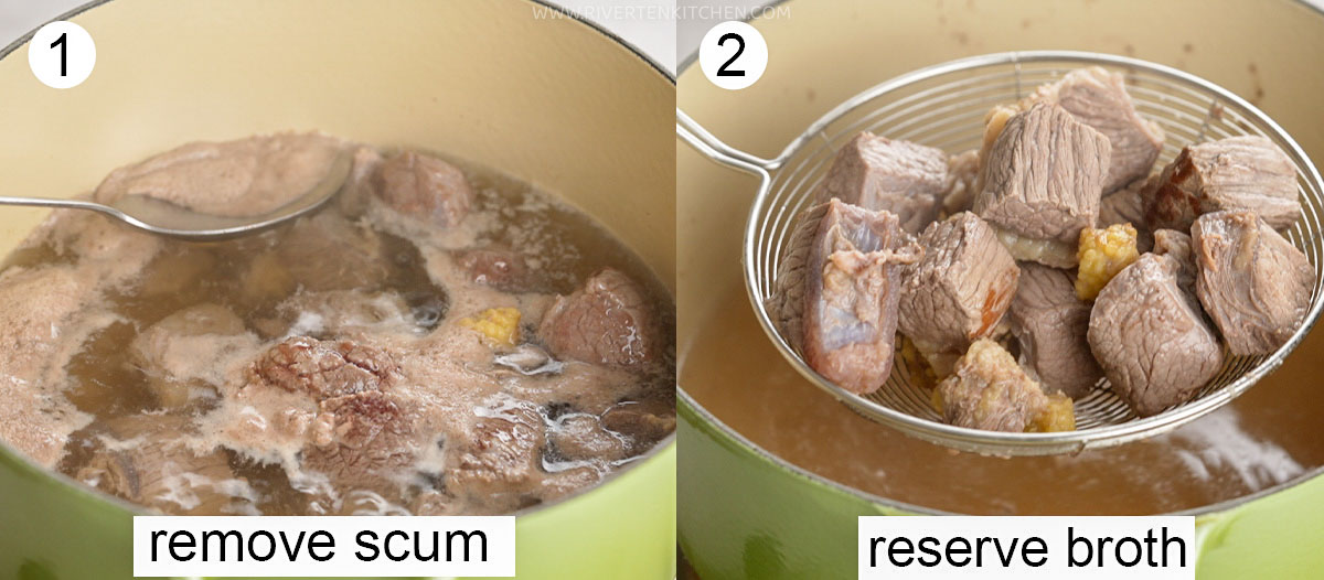beef boiled in water
