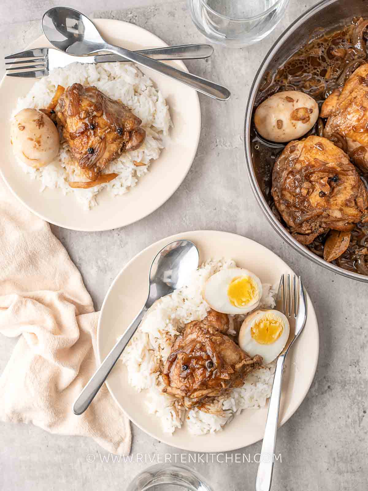Filipino chicken adobo with rice
