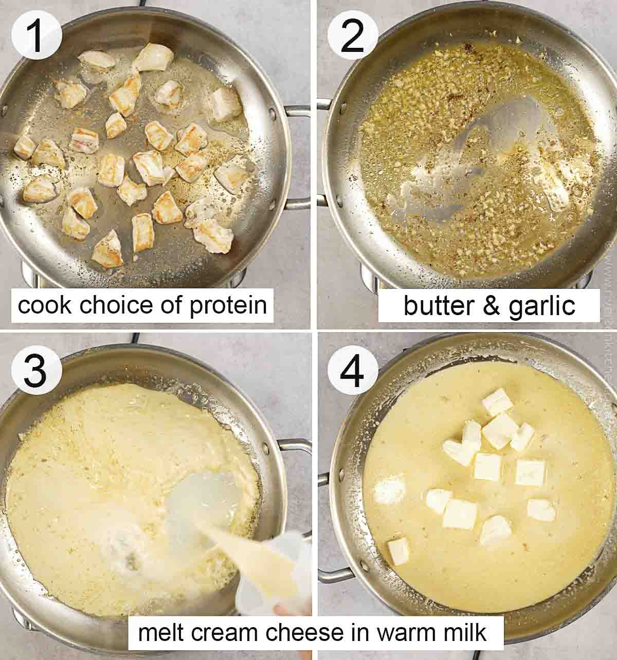 process on how to make white pasta sauce