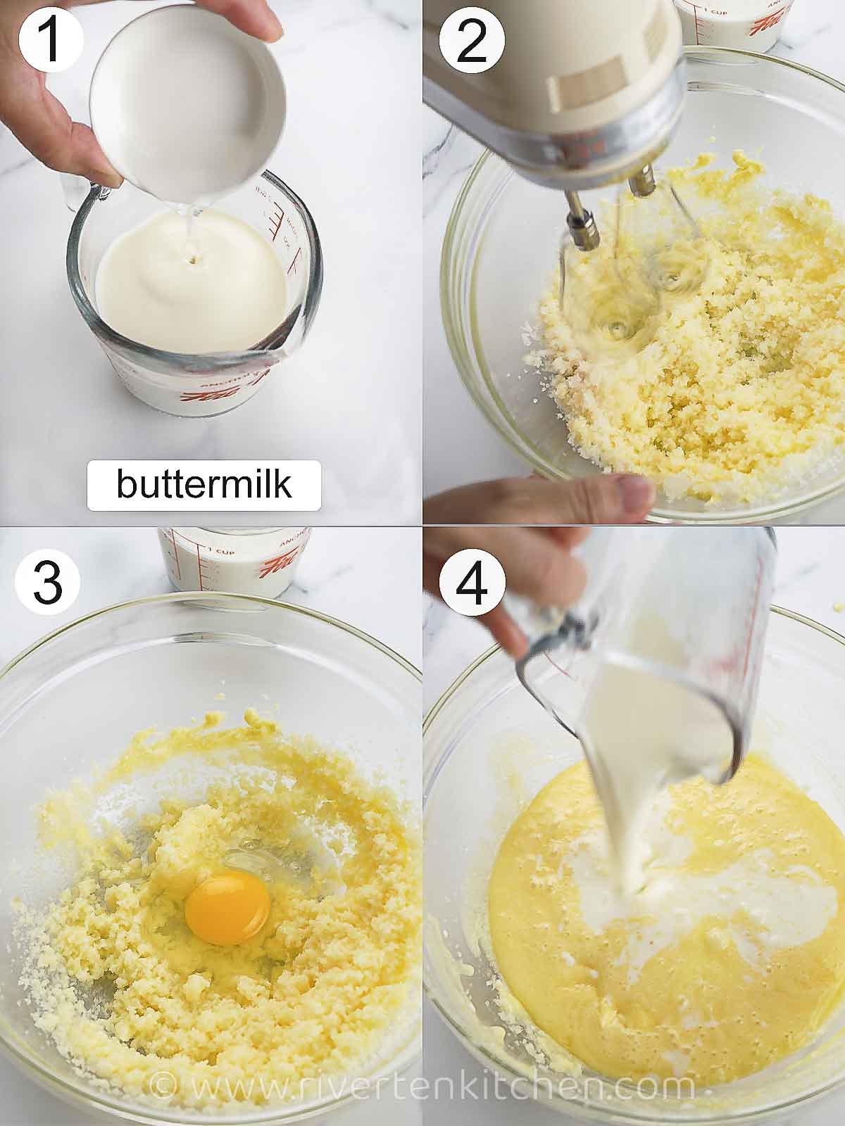 step by step process on how to make red velvet cake batter