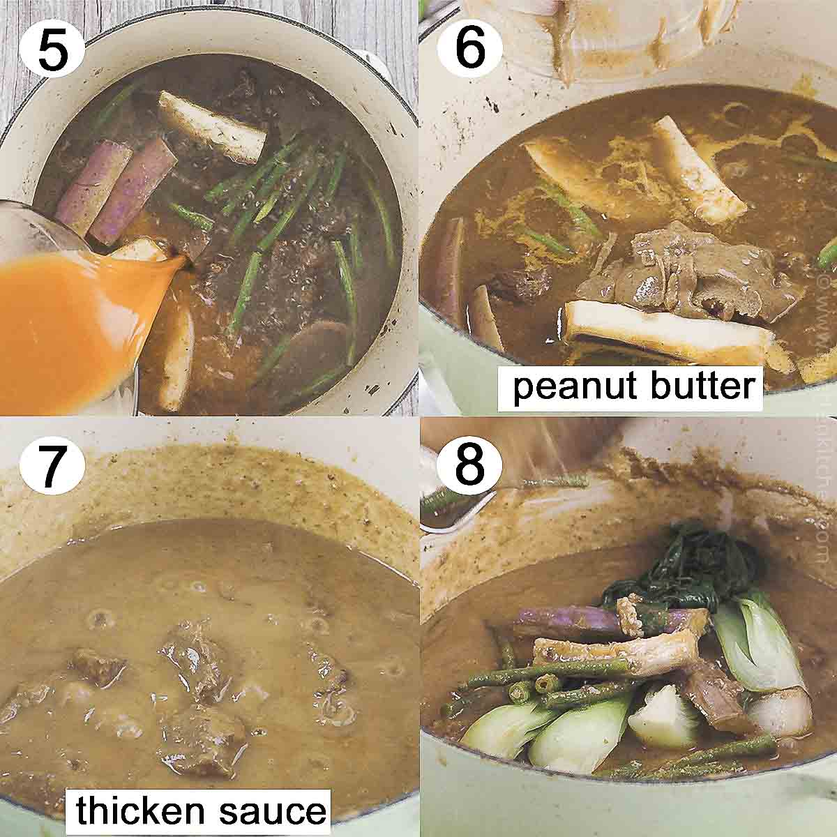 step-by-step photos on how to make Filipino Kare Kare