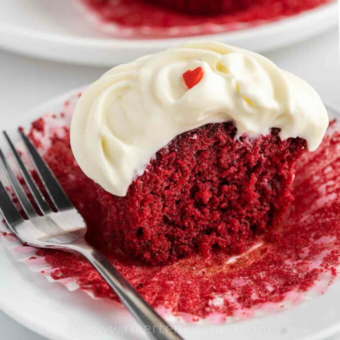red velvet cupcake on a plate