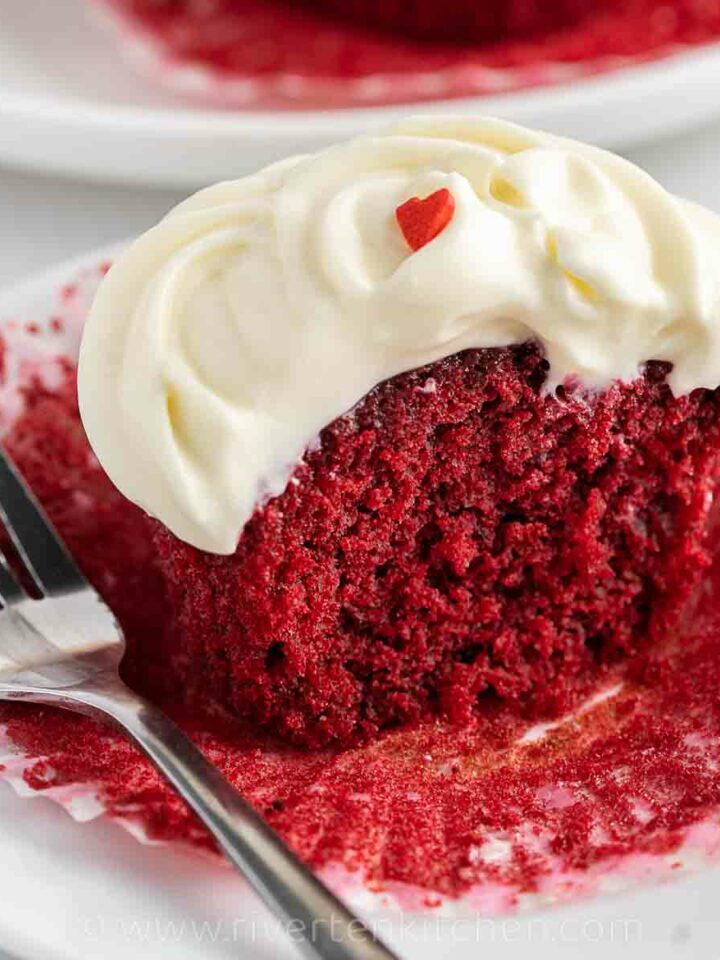 red velvet cupcake on a plate
