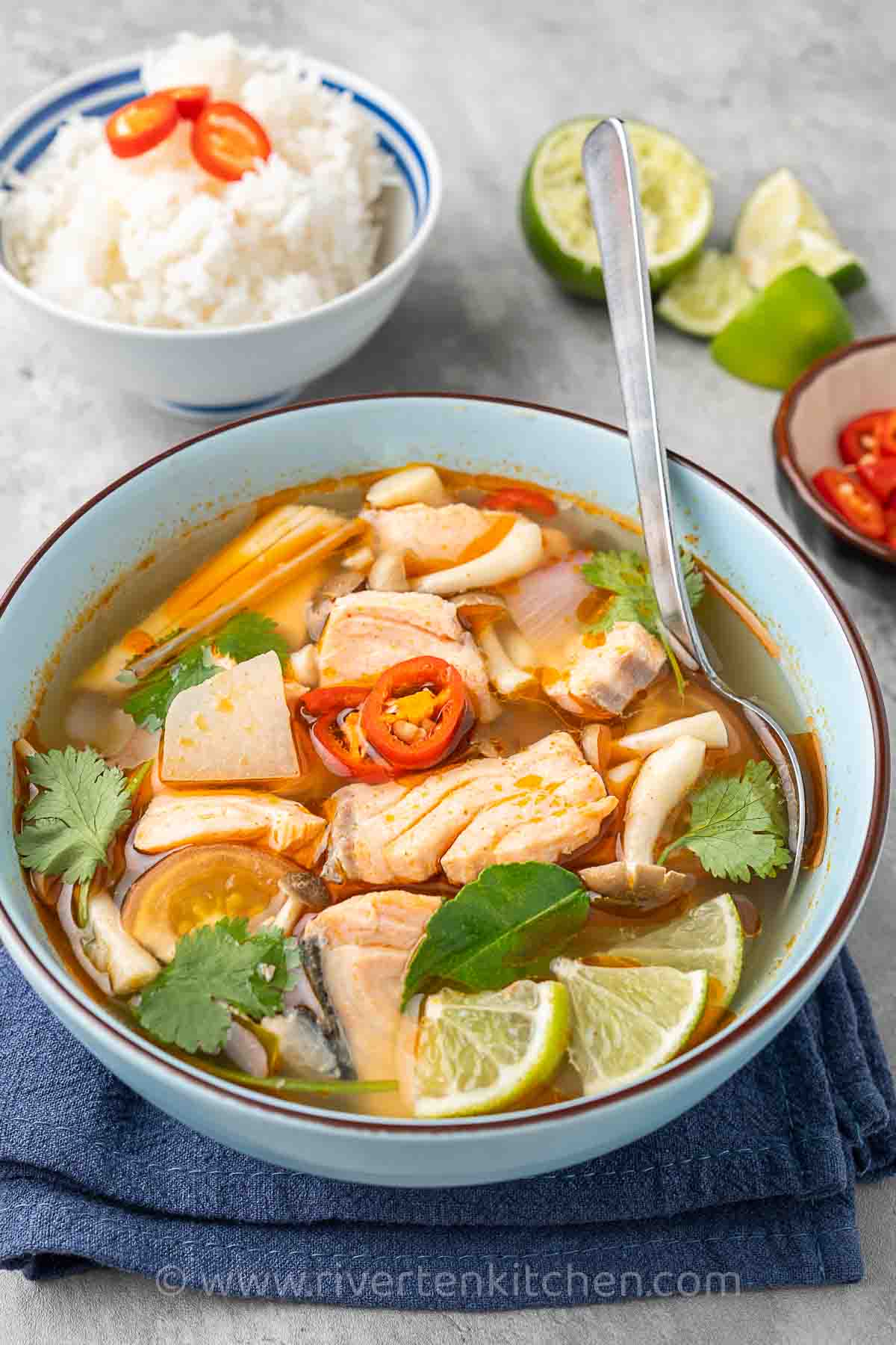 Thai Tom Yum soup made of fish.