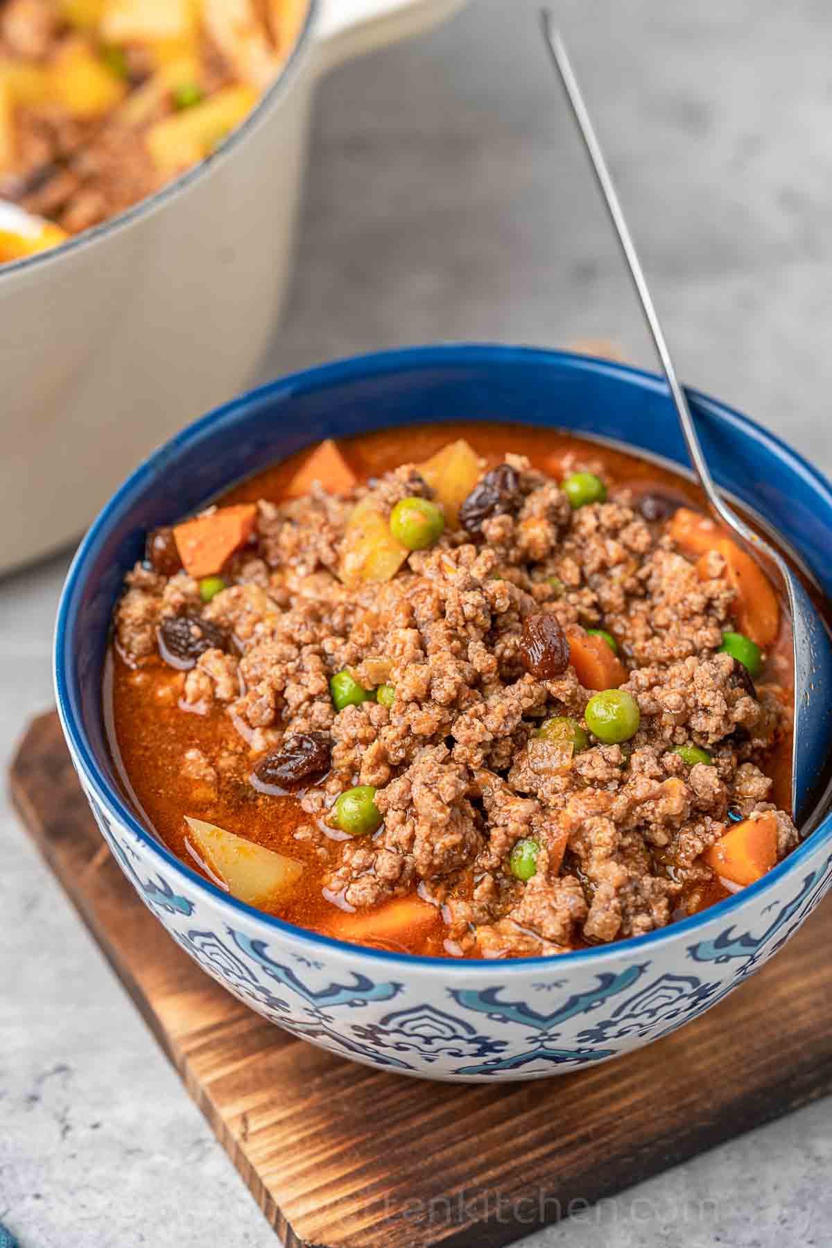 Filipino Picadillo made of ground pork and beef with vegetables. This is called giniling in Filipino.