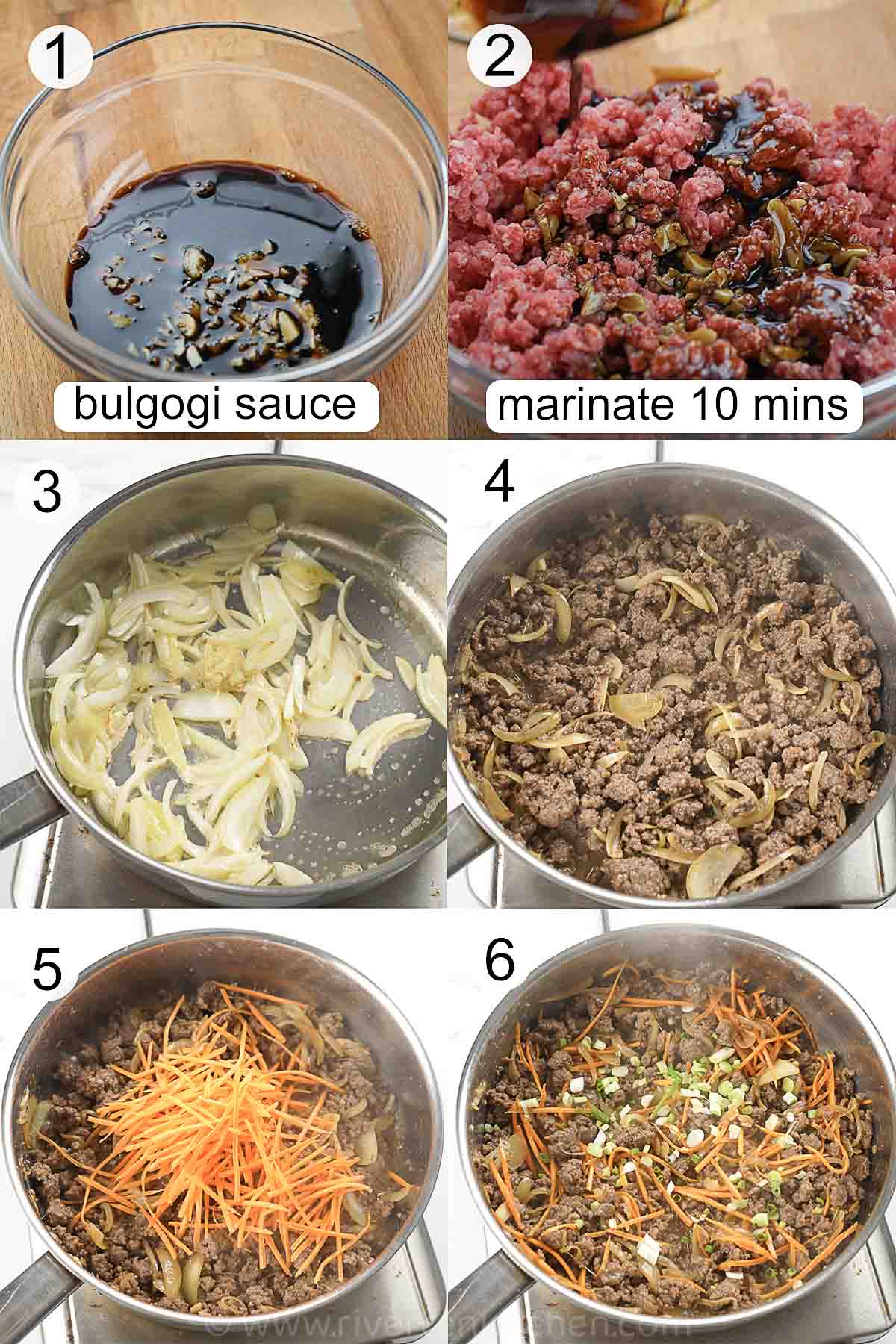 step-by-step process on how to make ground beef bulgogi