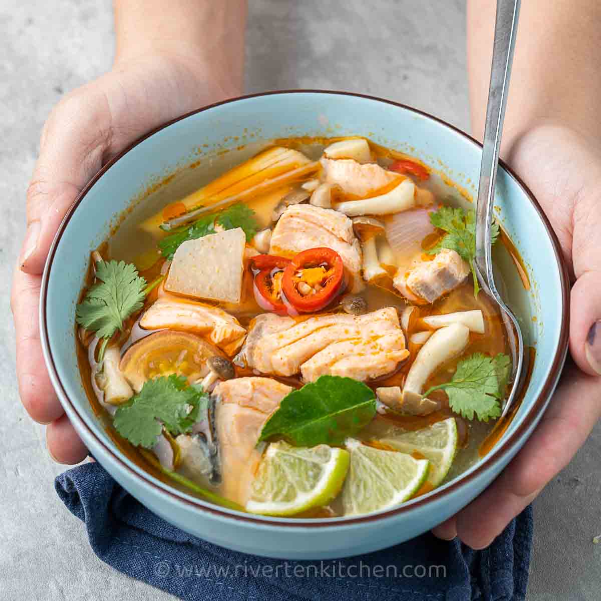 Easy Tom Yum Soup with Salmon