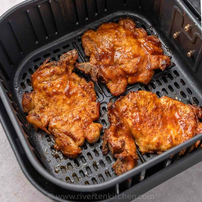 BBQ pork chops cooked in an air-fryer