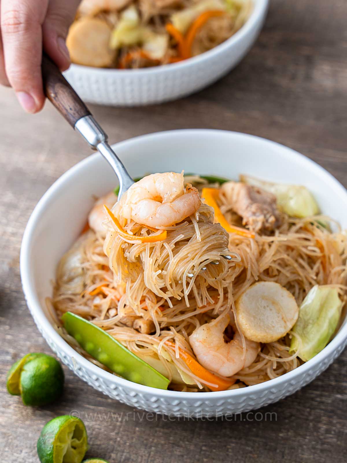 noodles with shrimp and vegetables.