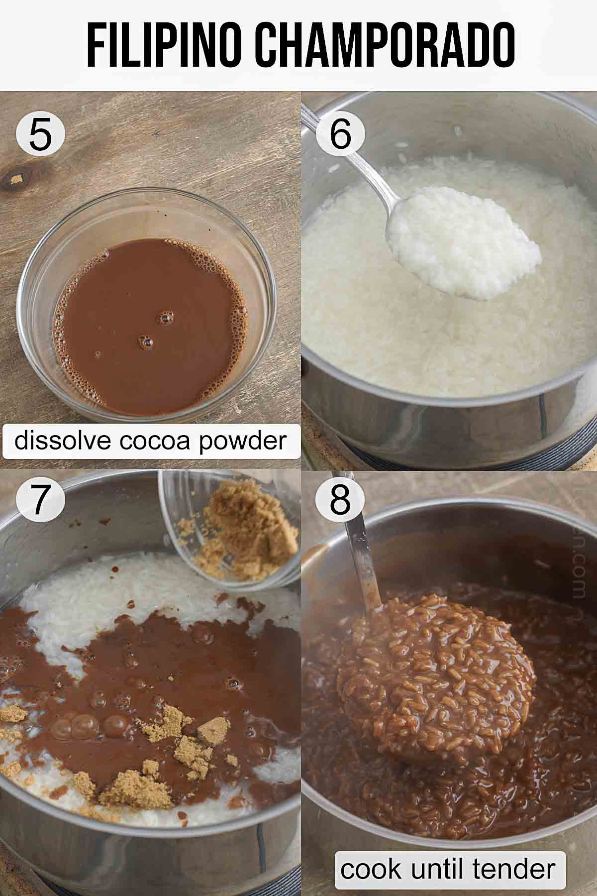 Step-by-step photos on how to make Filipino Champorado with sticky glutinous rice.