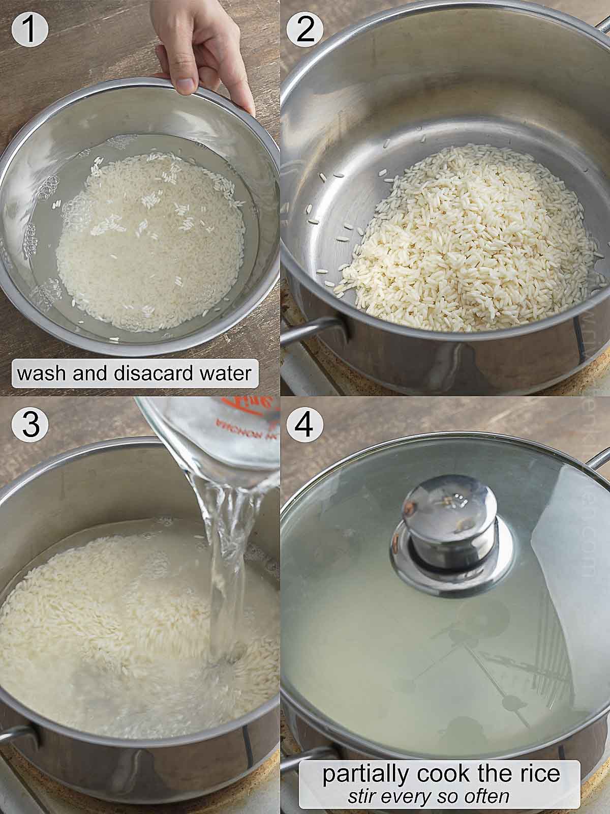 step-by-step photos on how to cook glutinous rice porridge.