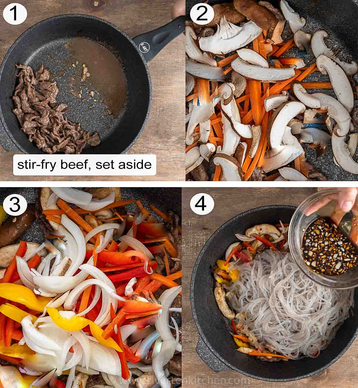 step-by-step process on how to cook japchae