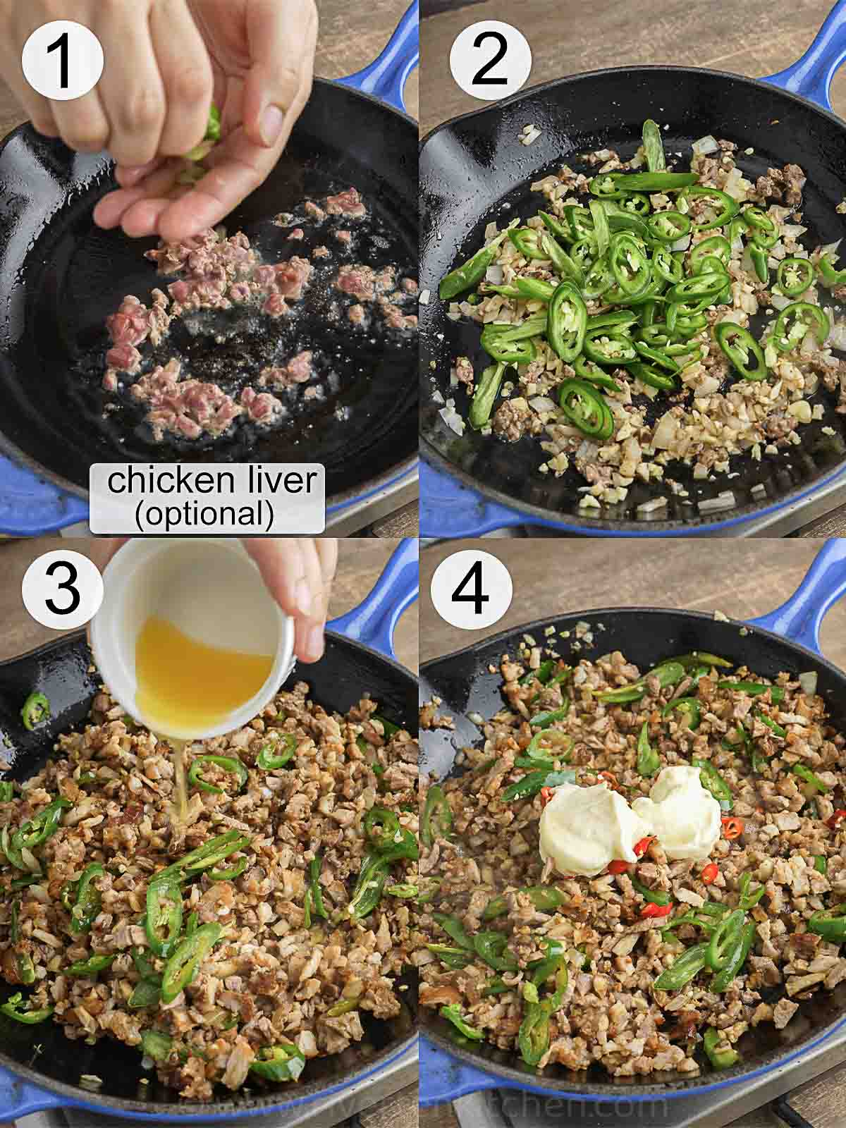 step-by-step process on how to make Filipino sisig.