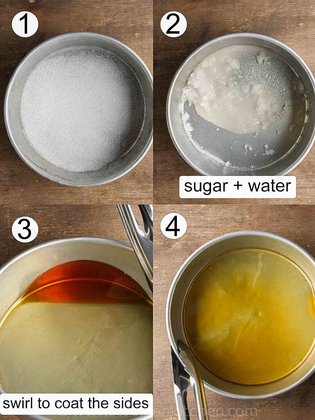 step-by-step process on how to make caramel out of white sugar.