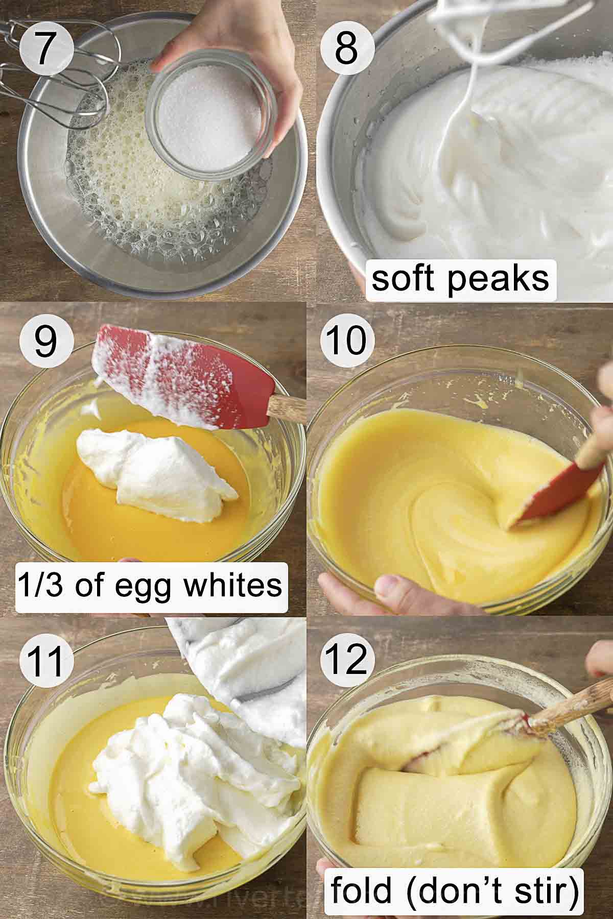 step-by-step process on how to make chiffon cake for custard cake.