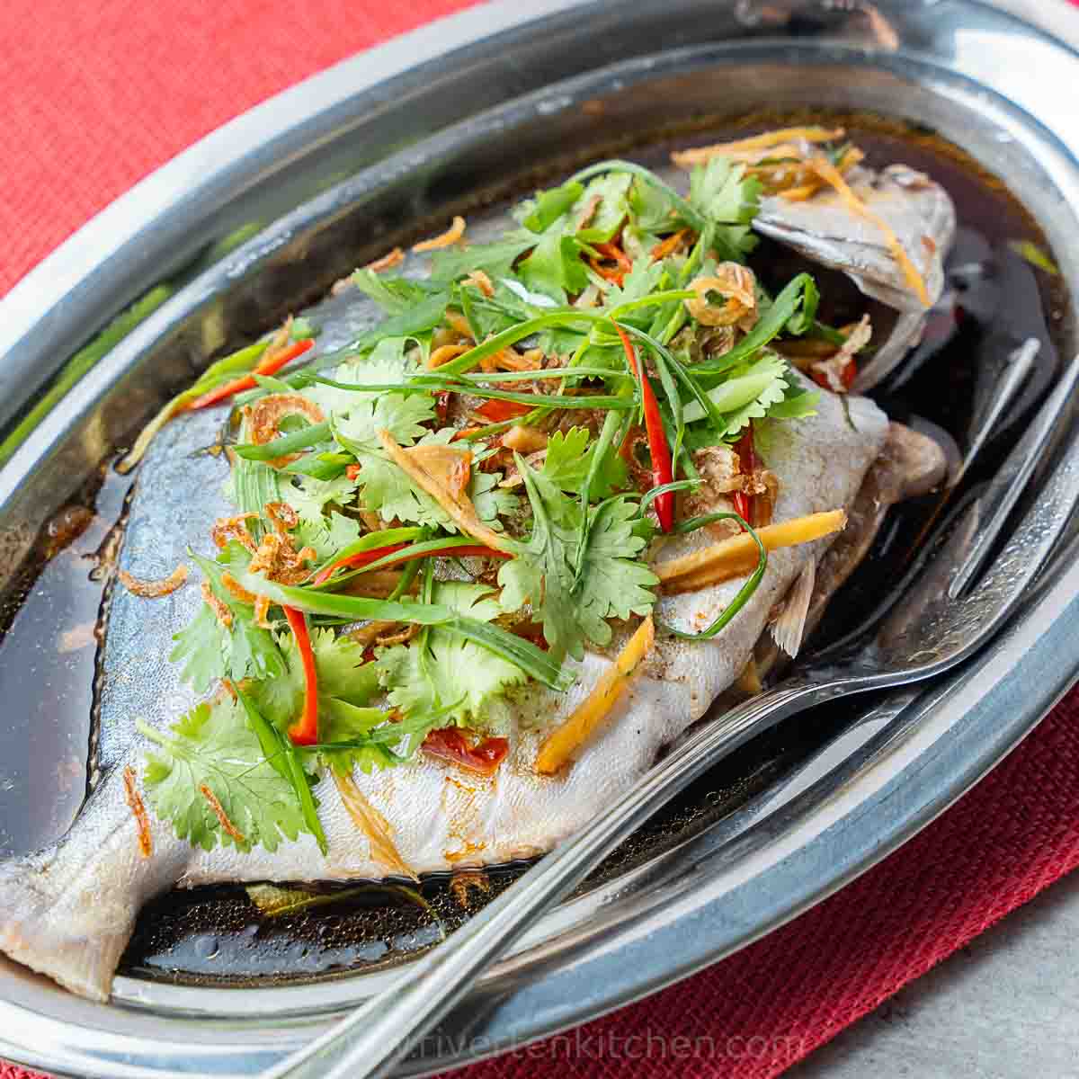 Steamed Fish Chinese Style (Pompano)