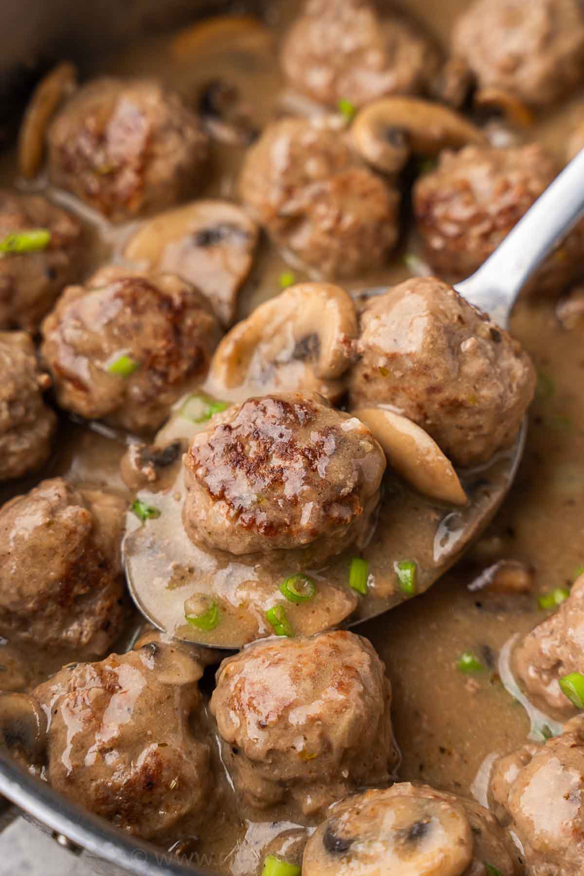 meatballs with mushroom sauce.